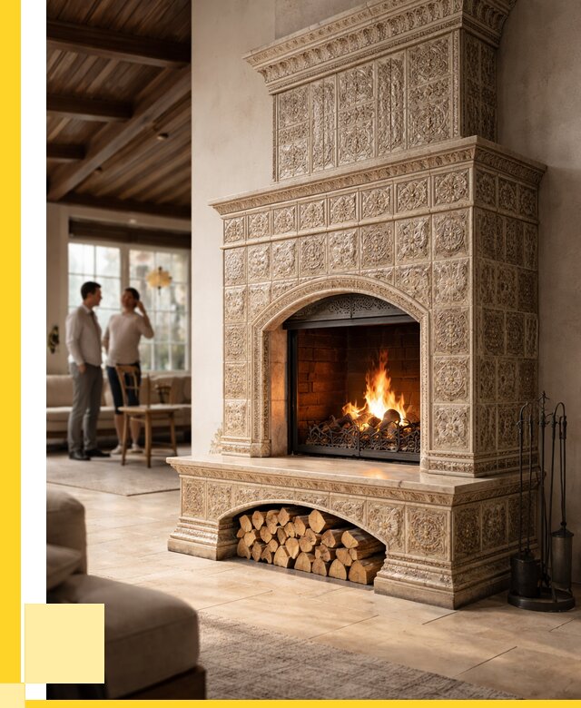 Купить изразцовый камин в Медногорске от 254300 р. | ЭриданМдн