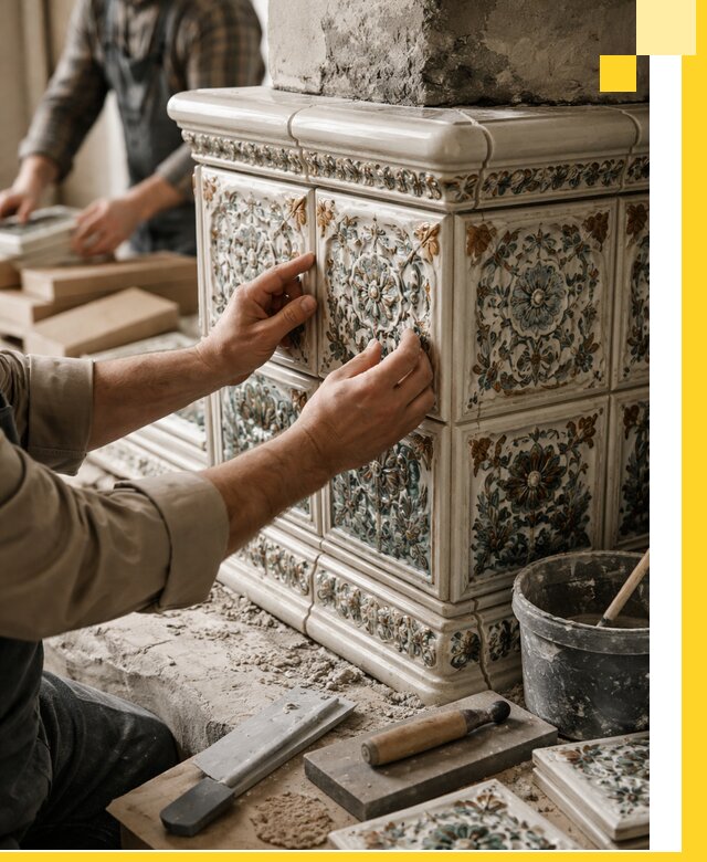 Изразцовые камины под ключ в Медногорске: проект и монтаж