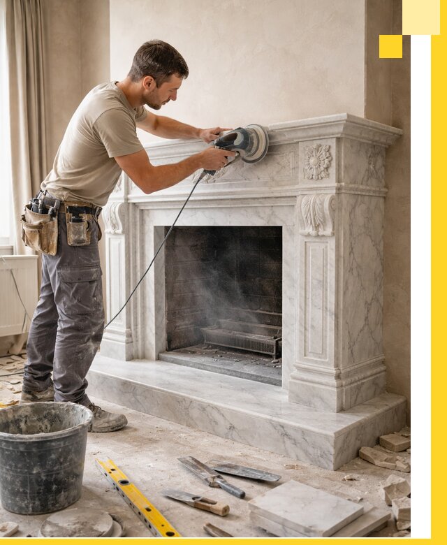 Изготовление и установка мраморных каминов в Медногорске под ключ