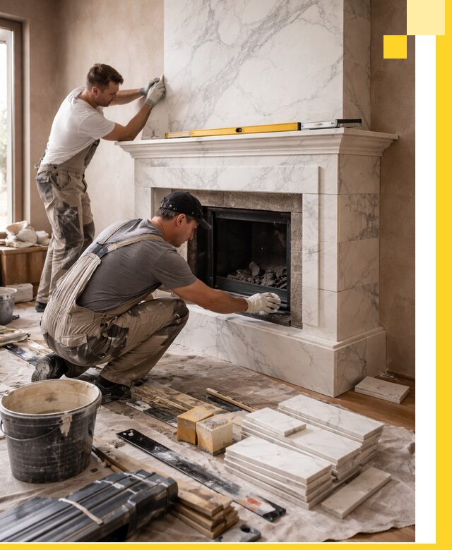 Отделка каминов в Медногорске качественные облицовочные работы