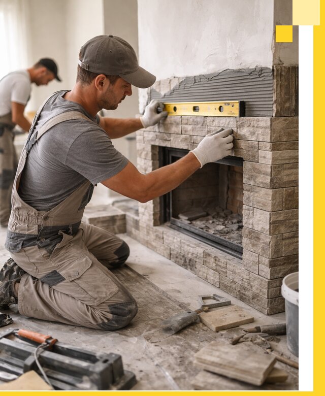 Облицовка каминов в Медногорске, монтаж и отделка натуральным камнем