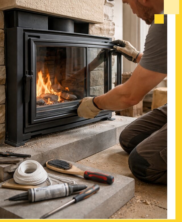 Производство, монтаж и доставка каминов со стеклом в Медногорске