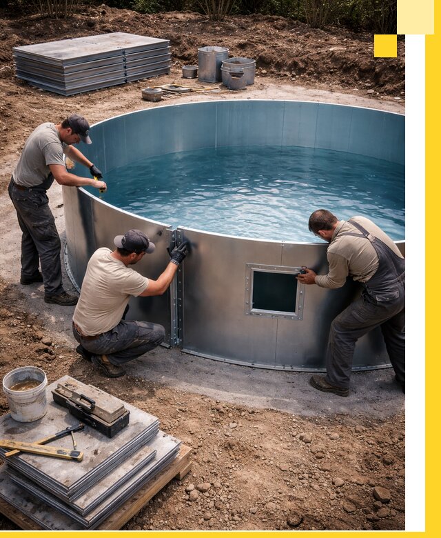 Круглые бассейны под ключ в Медногорске проектирование и монтаж