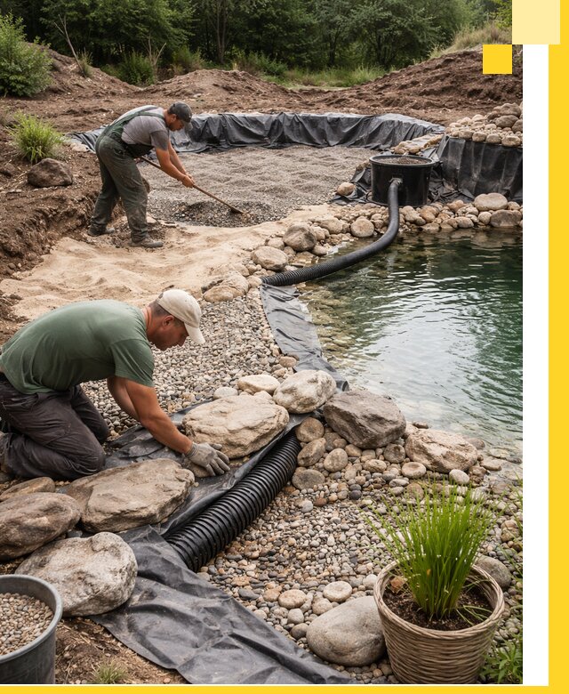 Строительство природных бассейнов и озер в Медногорске под ключ