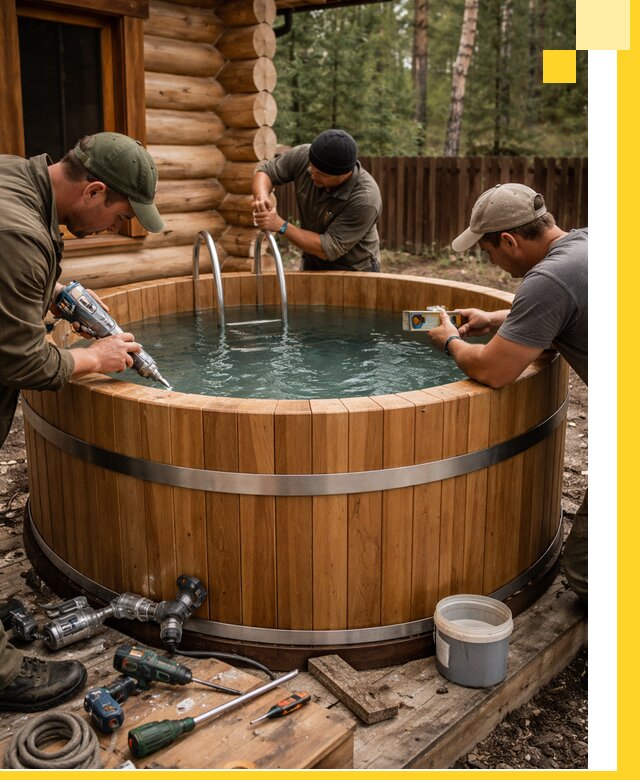 Строительство бань с купелью под ключ и отделкой в Медногорске