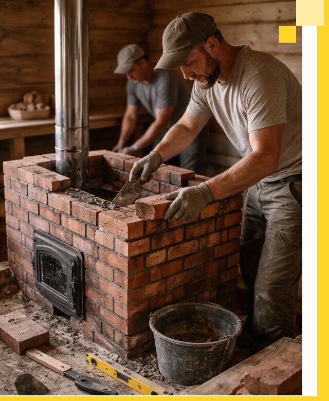 Кирпичные печи для бани под ключ в Медногорске, проект и монтаж