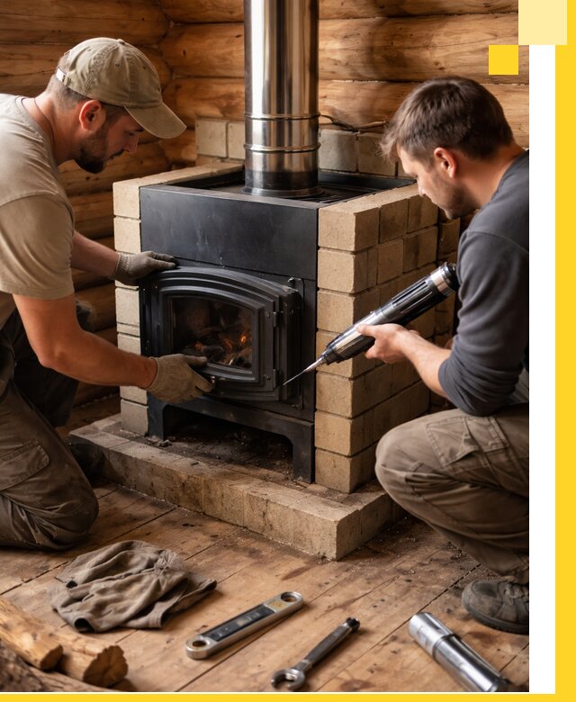 Монтаж и установка печи в бане под ключ с гарантией в Медногорске