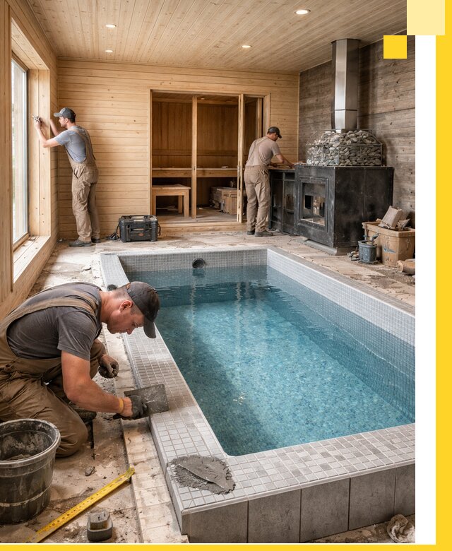 Проект бани с бассейном и сауной в Медногорске под ключ