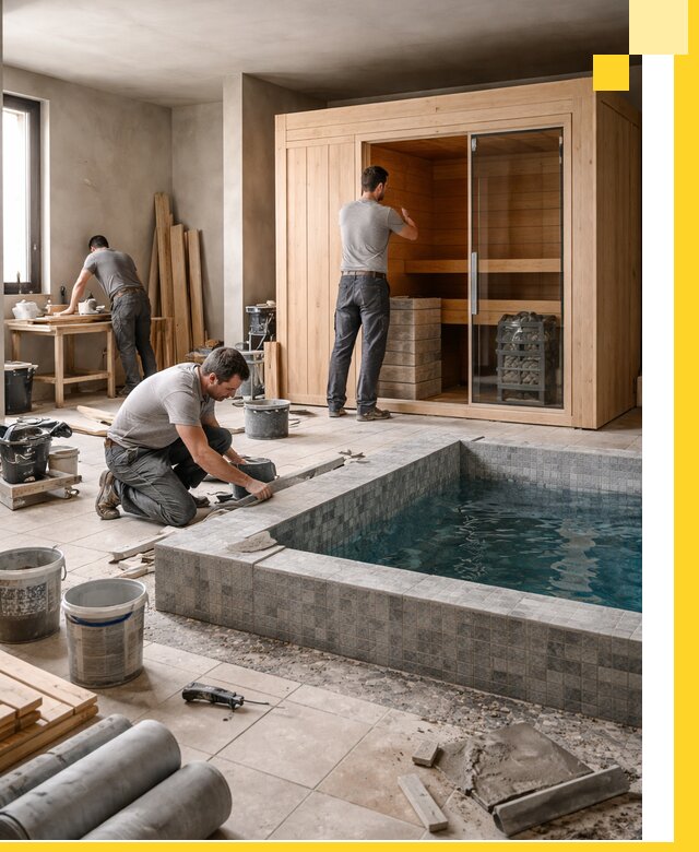 SPA зоны под ключ с бассейном сауной и печью в Медногорске